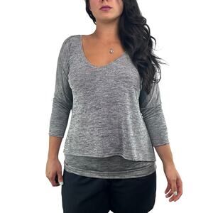 Joseph Ribkoff Gray Layered V-Neck Blouse